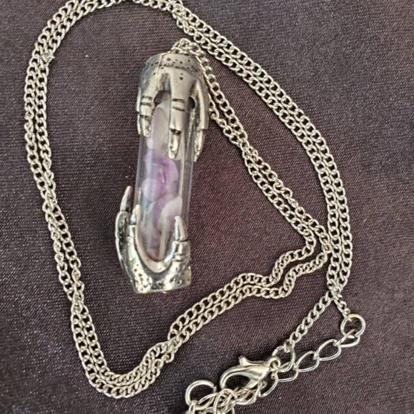 Talon Pendant on chain with genuine Amethyst Crystals necklace - Picture 2 of 9